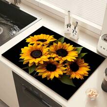 1pc Sunflower Pattern Printed Absorbent Mat, Home Decor, Suitable For Espresso Machine Countertop, Sink Drain, Faucet, Bathroom Vanity, Kitchen & Bathroom Accessories - FULSD283 - View 6