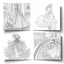 1pc 25 Pages Shoes And Princess Dress Series Coloring Design Theme Coloring Books, Hand Painted, Adult Soothing Stress Coloring Books For Thanksgiving Day Birthday Party School Starts, Holiday Gift(7.87x7.87inch)