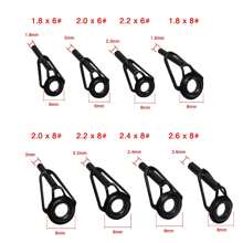 8pcs/Pack Ceramic High Carbon Steel Top Ring Guide Eye Set - Essential Lure Rod Accessories For Smooth Casting And Increased Durability - Black - View 5