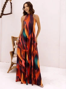 Halter Long Dress - Purple - View 5