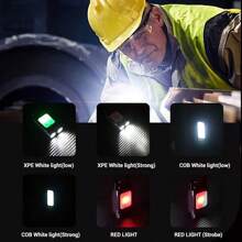 1 pieza Linterna LED mini portátil y multifunción - 6 modos de iluminación + luz lateral COB, 500 lúmenes ultra brillante, batería de carga rápida Tipo-C de larga duración, resistente al agua IPX5, gancho magnético colgante, esencial para aventuras al aire libre/acampada/hogar/emergencias