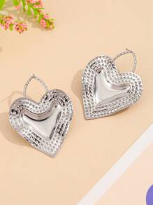 1 Cặp bông tai đinh tán bằng hợp kim sắt mạ điện hình trái tim thanh lịch ngọt ngào thủ công, thích hợp làm quà tặng cho phụ nữ và đeo hàng ngày - Hai màu - Xem 4