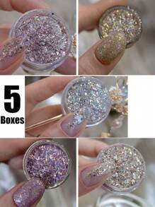 1 cutie/5 cutii pudră cu sclipici pentru unghii cu paiete, 1g/borcan pudră strălucitoare iridescentă cadou pentru femei, fete, mame și soții, pentru salon de unghii/casă DIY/nuntă/călătorii/primăvară/vară, sclipici Y2K ușor de făcut pentru unghii, machiaj Rave, accesorii pentru petreceri Rave - Multicolor - Vizualizare 12
