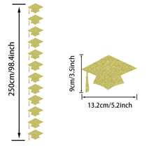 12pcs Graduation Party Hanging Decor, Glitter Black And Gold Graduation Cap, Suitable For Graduation Season Student Party Background Decor, Graduation Ceremony Decoration - Multicolor - View 4