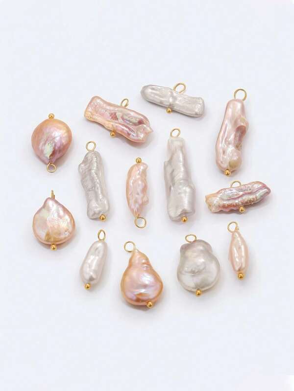 1PC Natural Fresh Water Baroque Pearl Elegant Stainless Steel Bent Pin Pendant DIY Necklace Earrings Jewelry