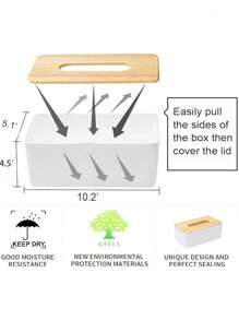 1 件木质盖桌面纸巾盒架 - 彩色 - 查看 7