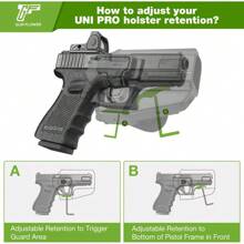 Gun Flower Universal OWB Holster For Canik/FN/Walther/Browning/S&W/Sarsilmaz/Sig/Girsan/Stoeger/Bersa / 1911, Fits More Than 100 Pistols, Index Finger Release System, Adj Retention, Right/Left Hand, Black/Tan Right Hand - Đen-phải - Xem 2