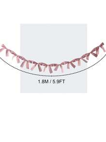 蝴蝶结丝带花环旗帜，蝴蝶结手工悬挂花环，甜蜜房间壁挂横幅，适用于生日房间少女心装饰婚礼派对装饰