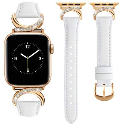 适用于 40mm、41mm、42mm、44mm、45mm、38mm、46mm、49mm 女士表带 - 超薄精致，防汗舒适 - 简约优雅时尚 - C 形金色表扣设计 - 兼容 Series 10、9、Ultra、SE、8、7、6、5、4、3、2、1 - 替换表带配件