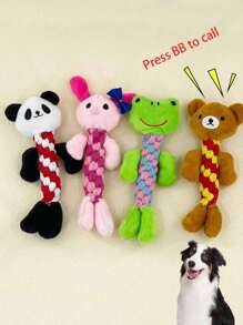 1pc Cute Animal Style Cat/Dog Lover Gift And Dog/Cat Mom Love Pet Plush Doll With Rope Twist Chew Doll For Interaction & Dental Care, Cat Lover And Cat Mom Love Dog Lover And Dog Mom Love Soft Plush Animal Doll