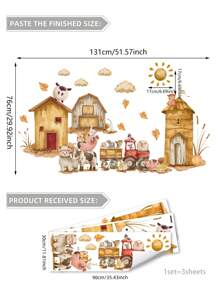 1st/1set2st/1set3st Boerderijdieren Schapen, Kuikens, Wolken Muurstickers, Decoratief voor Slaapkamer, Woonkamer, Studeerkamer, Keuken