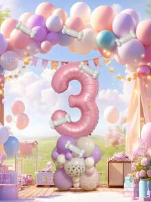 Set de 25 piezas que incluye: Globos con números del 0 al 9 de 32" en rojo/azul/dorado/rosa, Globos de látex con diseño de pata de perro de 12", Globos de látex mixtos de 10" en rojo, amarillo y azul, y Globos largos blancos con forma de hueso de perro. Adecuado para cumpleaños, aniversarios y eventos celebrativos. - Multicolor - Ver 6