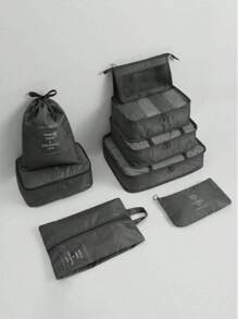 Bộ 8 túi đựng đồ du lịch di động - Sắp xếp quần áo, giày dép và đồ lót của bạn một cách dễ dàng - Hoàn hảo để đóng gói hành lý và vali Túi đựng đồ du lịch có in khẩu hiệu di động kèm theo giày dép, đồ vệ sinh cá nhân và túi giặt Đồ dùng học tập Đồ dùng học tập cho trường học cho sinh viên Trang trí phòng ký túc xá Trang trí phòng ngủ Đồ dùng ký túc xá thiết yếu cho học sinh Giáo viên Khối đóng gói Lưu trữ quần áo Bộ sắp xếp quần áo Bộ túi du lịch Bộ sắp xếp du lịch Đồ dùng du lịch thiết yếu - màu đen - Xem 2