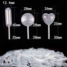 50pcs Disposable Plastic Transfer Pipettes, Round & Heart Shaped Squeeze Pipettes, Suitable For Silicone & Epoxy Resin Molds, Jewelry Making DIY - Multicolor - View 3