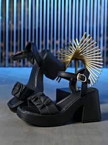 Fashion Chunky Heel Sandals, Waterproof Platform Criss-Cross Wedge High Heels, Comfortable Casual Summer Shoes, Versatile For Wedding, Party, Beach, Office, Home Use