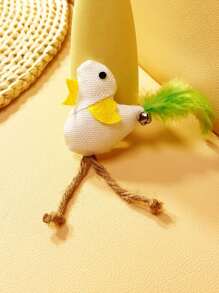 1pc New Mini Realistic Chicken Cat Lover And Cat Mom Love Toy, Sisal Rope & Feather With Bell, Sound Activated Interactive Cat Lover And Cat Mom Love Teaser Toy
