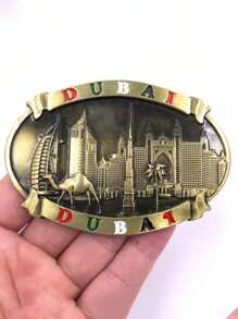 Metal Dubai Magnetic Refrigerator Sticker, Creative Souvenir With Ship, Skyscraper, UAE Design, Burj Khalifa - Multicolor - View 10