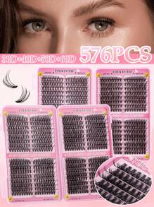 Libro de pestañas postizas con 576 racimos de rizos tipo D de alta capacidad, 30D+40D+50D+60D mezcla de longitudes de 8-16 mm, para maquillaje DIY y belleza. Pestañas postizas negras suaves y densas que amplían y embellecen los ojos, con extensiones de pestañas individuales gruesas y esponjosas, adecuadas para principiantes, para uso diario, viajes, fotografía, reuniones, bodas y maquillaje.