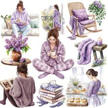 1 opakowanie Vintage Purple Series Wygodne naklejki dekoracyjne do domu do czytania, picia kawy, prowadzenia dziennika, cięcia DIY, notatnika, pamiętnika, albumu ze zdjęciami, artykułów szkolnych, dekoracyjnych naklejek - Fioletowy - Zobacz 6