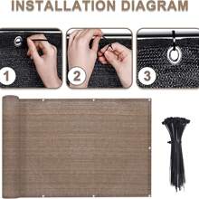 1PC Balcony Privacy Fence Screen Cover With Zip Ties Outdoor Screen Fence UV Protection For Deck Patio Backyard Apartment Pool Porch - 棕色 - 查看 5