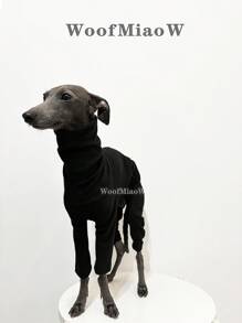 Italian Greyhound & Whippet 4-Leg Fleece Jumpsuit, Soft & Comfortable Multi-Color Hoodies Suitable For Medium & Large Dogs, Elastic Solid Color Outdoor & Indoor Apparel - Black - View 5