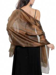 170*70cm Silky Evening Dress Shawl & Wrap: Soft Sheer Bridesmaid Wedding Formal Party Transparent Tulle Shawl 1 Pc - Multicolor - View 3