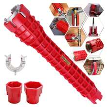 8 In 1 Multifunctional Faucet Wrench (1 Count), Sink Faucet Installer Tool, Basin Wrench For Small Space Toilet Kitchen Bathroom - Red - View 4