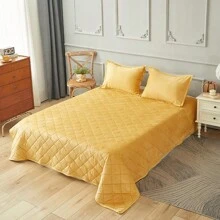 Liso cobertura borregado con fundas - Dorado - Ver 1