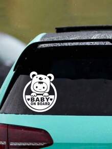 1pc Cute Cartoon Baby Car Reflective Sticker, "Baby On Board" Style, Self-Adhesive For All Cars Travel
