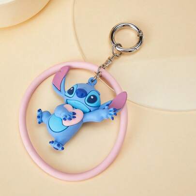 Miniso Disney Stitch Series Cartoon Söt Lovely Stitch Nyckelring för handväska, handväska, skolväska, ryggsäck, bilnycklar dekorationer (1 st)