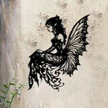 1 pièce sculpture murale en métal de style art déco représentant une fée - décoration murale pour jardin et patio, art mural en silhouette de fer pour salon, balcon, espaces extérieurs