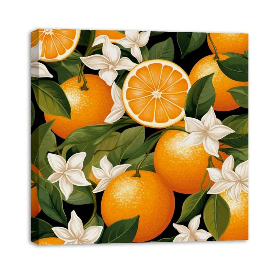 1 Piece Home Kitchen Wall Decor Framed Canvas Orange Pattern Home Decor Framed Canvas Wall Art Paintings For Living Room - Canvas Framed Print Wall Artworks Bedroom Decoration Office Wall Decor - 彩色 - 查看 1