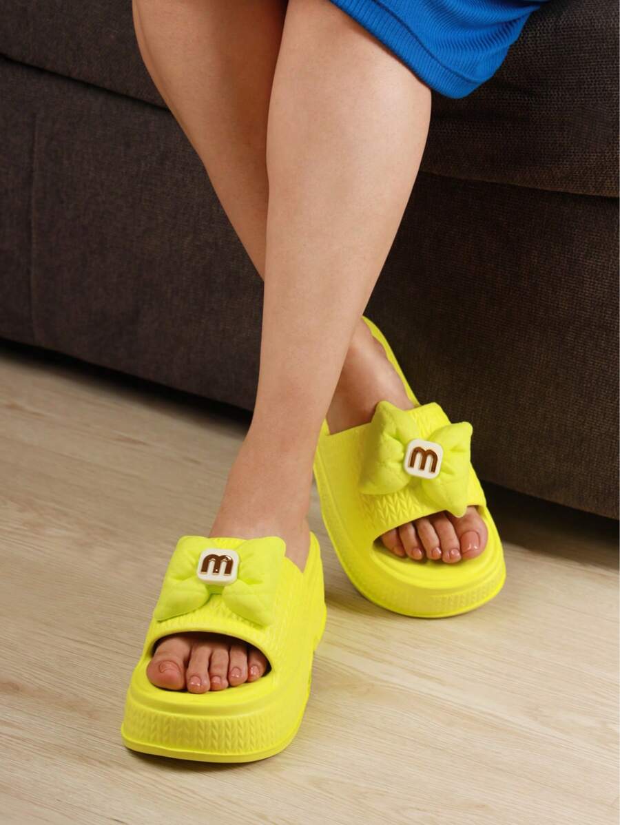 Sandalias de plataforma para dama, resistentes, antideslizantes, con suela gruesa para uso en interiores y exteriores. - Verde Lima - Ver 1