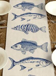 1 件鱼形桌旗，现代风格，日常家居厨房装饰桌旗，简洁优雅，适合家庭厨房装饰和活动派对装饰 - 彩色 - 查看 6