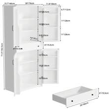 VOWNER Mueble de cocina VOWNER con 12 estantes en la puerta y 4 cajones, aparador, aparador, mueble alto de cocina con estantes regulables, 183x76x40cm