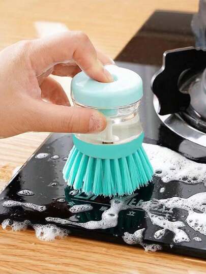1pc Multifunctional Automatic Liquid Adding Pot Brush Cleaning Brush Household Department Store Kitchen Pot Brush,Garden Tools