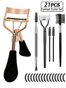 21-Piece Stainless Steel Eyelash Curler Set, Includes 1 Eyelash Curler, 1 Eyelash Comb, 2 Eyelash Rollers, 1 Angled Dual-Ended Brow Brush, 1 Brow Brush, And 10 Silicone Refill Pads, For Eyelashes And Brows,No Harm To Eyelashes, Used For Curling And Shaping, Lifting Up Eyelashes, Making Eyes Look Bigger, Perfect For Women's Eyelashes,Hold For Natural Looking Lash Curl,Makeup,Cheap,Room Decor,Vanity,Travel,Bedroom,Makeup Accessories,Eyelash Curler,Cheap,Stocking Stuffers,Makeup,Makeup Tools,Cheap Stuff,Gifts,Gifts For Women,Christmas Gifts - Multicolor - View 10