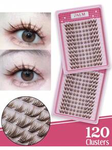 120Pcs/124Pcs Brown/Black Lash Clusters Manga Lash Clusters Fairy Cat Eye Lash Clusters Natural Fox Eye Eyelashes Clusters Wispy C Curl Cluster 9-13MM Eyelash Extensions Anime DIY Individual Lashes Natural Look By PALM LASHES , Left And Right - C - View 2