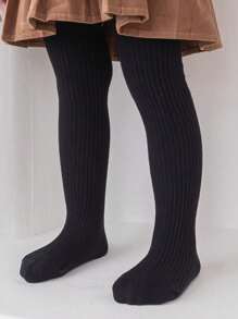 1 件装 女童黑白条纹紧身裤，透气打底裤，春秋季 - 黑色 - 查看 8