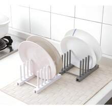 1 pieza Estante multiuso para almacenamiento de cocina, soporte extraíble para ollas y cucharones, escurridor de platos de plástico - Multicolor - Ver 4