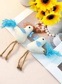 1pc New Mini Realistic Chicken Cat Lover And Cat Mom Love Toy, Sisal Rope & Feather With Bell, Sound Activated Interactive Cat Lover And Cat Mom Love Teaser Toy