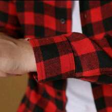 New Men's Plaid Flannel Long Sleeve Dress Shirt - Đỏ - Xem 5