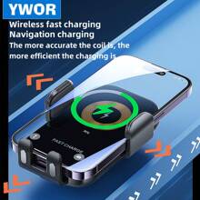 YWOR 1pc YWOR 15W Fast Wireless Car Charger Mount, Auto-Clamping Dashboard & Air Vent Phone Holder, ABS Material, Compatible With Auto Vehicles, Compatible With Iphone, Pixel - Non-Waterproof
