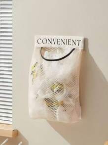 3 Packs Kitchen Trash Bag Storage Bags Wall Mounted Large Capacity Plastic Bag Storage Net Polyester Hanging Storage Net Bags For Bathroom, Kitchen, Hotel And College Dormitory, Space Saving Bedside Storage Bags, Socks Storage Bags, Small Car Mesh Bags - White - View 10