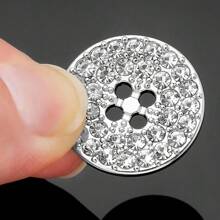 Shiny Metal Buttons 4 Hole Round Buttons Metal Buttons Inlaid With Rhinestones , Decorative Buttons For Crafts Arts & Crafts Supplies , Sewing Buttons For Clothing Sewing & Knitting Supplies.