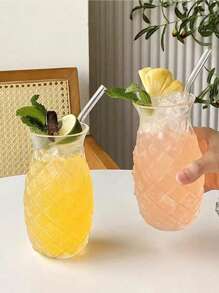 1pc Creative Fashionable Pineapple Shaped Cocktail Cup, Juice Cup, Transparent Cup, Champagne Cup, Water Cup, Milk Tea Cup, Teapot, Bar, Club, Restaurant, Party, Back To School Supplies