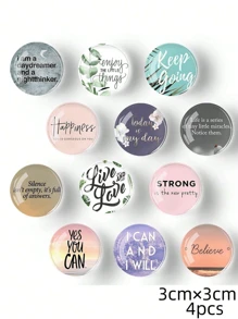 3pcs/6pcs/12pcs Set Random Inspiring Quote Crystal Glass Fridge Magnets