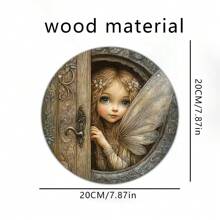 1 Stück 2D Boho-Stil Holz Wandbehang Anhänger, niedliches Feendesign mit lebendigen geflügelten Details, geeignet für Heim, Garten, Zimmer, Party Dekoration, 8-Inch rund, einzigartiges Geschenk für Mutter, Mädchen, Einweihung, wunderschön verarbeitet, Geburtstag, Abschlussgeschenk - Multicolor-Holzbrett-Hanfseil - Übersicht 5