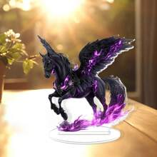 Adorno de conejo/caballo/tigre de Pascua, acrílico plano 2D, decoración de escritorio para el hogar y las fiestas. - Morado - Ver 5