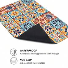 1pc Vintage Geometric Pattern Non-Slip Silica Gel Kitchen Carpet, 3D Printed Rectangular, Suitable For Living Room, Bedroom, Hallway, Bathroom, Laundry Room - Polyester Rug, For Indoor And Outdoor Home Decor - FUCFD128 - View 7